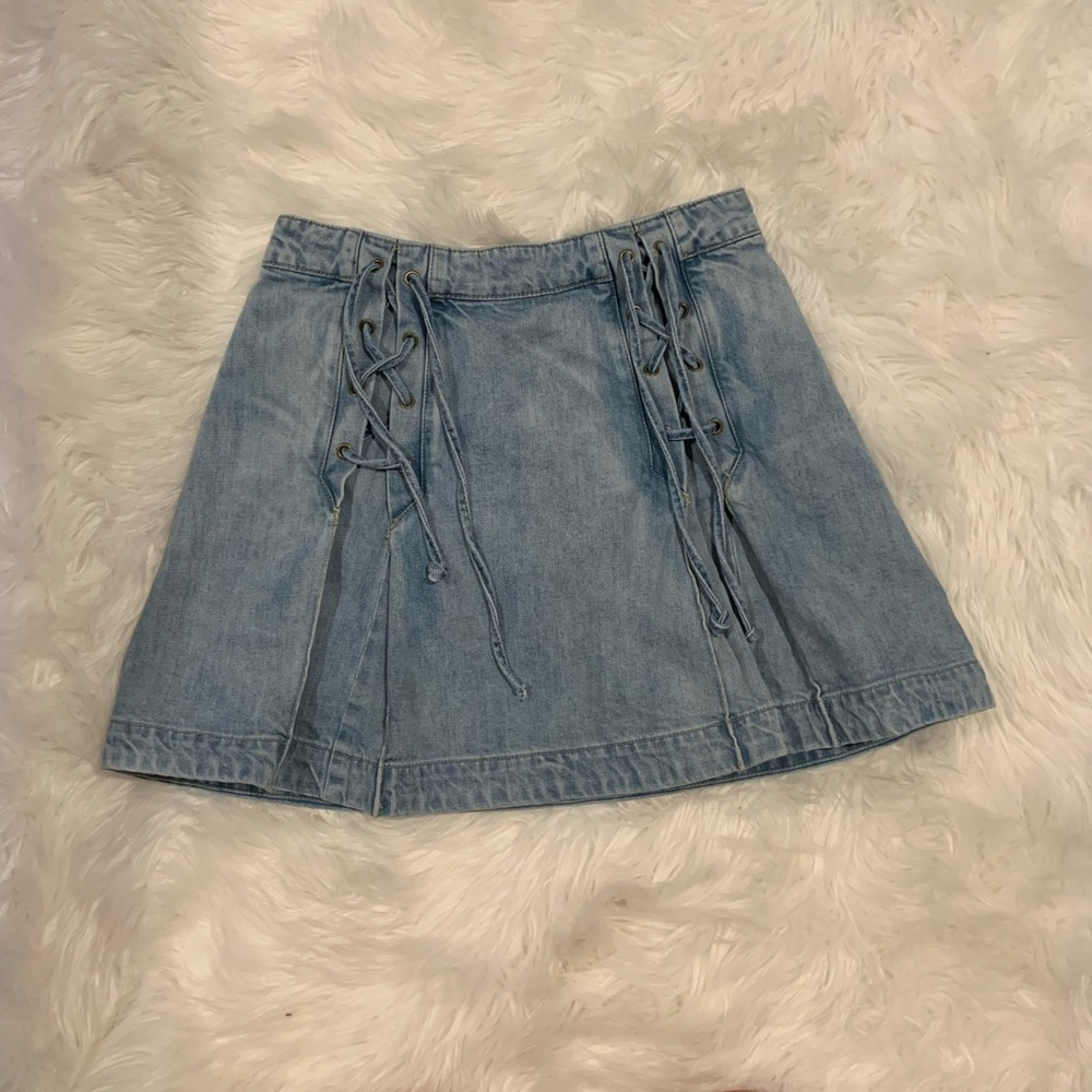 FREE PEOPLE LACE UP JEAN SKIRT